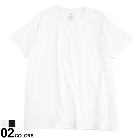 クルーネック 半袖 アンダーTシャツ 5L Hanes (ヘインズ) 2枚セット ホワイト ブラック 抗菌防臭 タグレス コットン 大きいサイズ メンズ 肌着 下着 アンダーシャツ インナー Tシャツ