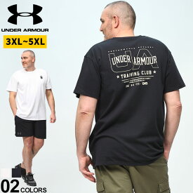 エントリーでさらにポイント+4倍 UNDER ARMOUR アンダーアーマー 日本規格 半袖 Tシャツ LOOSE ワンポイント バックプリント クルーネック トップス シャツ スポーツ トレーニング 大きいサイズ メンズ 白 黒