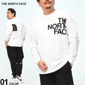 THE NORTH FACE ザ ノースフェイス 長袖 Tシャツ ビッグロゴプリント クルーネック トップス ロンT 大きいサイズ メンズ ホワイト 1XL 2XL 3XL