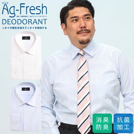 B＆T CLUB ビーアンドティークラブ 長袖 ワイシャツ 3L 4L 5L 大きいサイズ メンズ ビジネス 紳士 消臭抗菌 形態安定 フレッシュデオドラント セミワイドカラー SLIMBODY Yシャツ 白 サックス