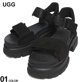 UGG (アグ) レザー ロゴ入りウェビングアッパー ストラップサンダル Ashton Ankle UGGL1136764 ブランド レディース シューズ ヒール 厚底 サンダル