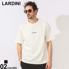 エントリーでさらにポイント+4倍 LARDINI (ラルディーニ) コットン100％ ゴシックロゴ クルーネック 半袖 Tシャツ LDLTMC7062080 ブランド メンズ 男性 トップス Tシャツ 半袖 シャツ
