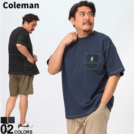 Coleman コールマン 半袖 Tシャツ USAコットン 綿 天竺 ステッチワーク 大きいサイズ メンズ 黒 アウトドア ポケットTシャツ