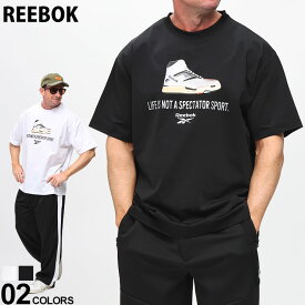 REEBOK リーボック 半袖 Tシャツ 冷感 速乾 UV加工 ストレッチスムース シューズプリント トップス スポーツ 大きいサイズ メンズ ホワイト ブラック 3L 4L 5L 6L