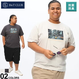 【ポイント5倍】【クーポン利用で最大5000円引き】Tシャツ 半袖 メンズ 大きいサイズ 抗菌 消臭 防臭 シティグラフィック フォトプリント 3L 4L 5L 6L 7L トップス カットソー 白 黒 オーバーサイズ B＆T CLUB サカゼン