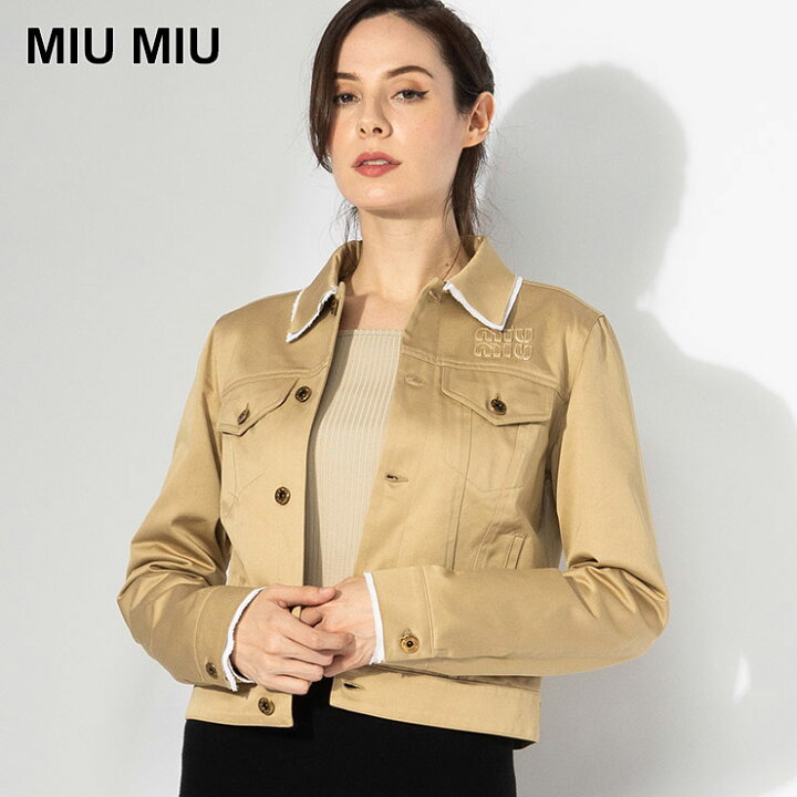 美品 ミュウミュウ miumiu コート ジャケット ビジューボタン 無地  
