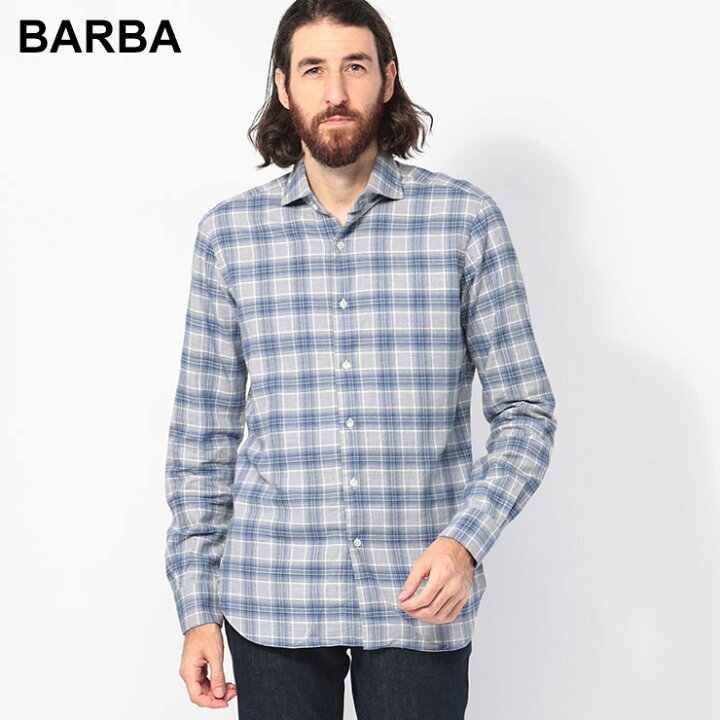楽天市場】バルバ BARBA コットン チェック柄 長袖 シャツ BAR144124 