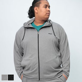 【ブラック3L グレー4Lのみ】FILA フィラ ジップパーカー 大きいサイズ メンズ スウェットフーディー 吸水速乾 UV対策 ワッフル トップス ドライ フード スポーツ 運動 3L 4L 5L 6L 黒