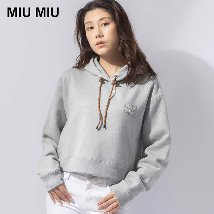 楽天市場】ミュウミュウ MIU MIU 胸ロゴ プルオーバー クロップド 