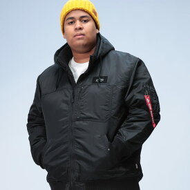 ALPHA INDUSTRIES INC アルファインダストリーズ 中綿 ジャケット 大きいサイズ メンズ THERMOLITE ナイロン フルジップ アウター ブルゾン ミリタリー 中綿 秋冬 3L 4L 5L ブラック
