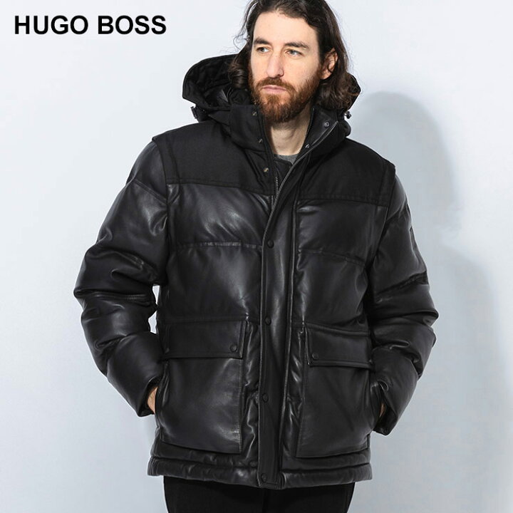楽天市場】ヒューゴボス HUGO BOSS 3WAY 袖＆フード着脱 ラムレザー  