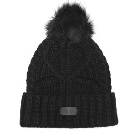アグ UGG ポンポン ロゴラベル チャンキーニット帽 Cable Beanie With Pom UGGL100819 ブランド レディース キャップ 帽子 ニット 防寒 秋冬