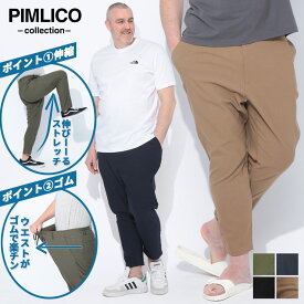 イージーパンツ メンズ 大きいサイズ 軽量 UVカット スーパーストレッチ 2L 3L 4L 5L ボトムス パンツ チノ テーパード ビジネス 普段使い PIMLICO サカゼン