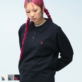 U.S. POLO ASSN. ユーエスポロアッスン ワンポイント 長袖 ニット ポロシャツ PLM53402 メンズ 男性 トップス ポロシャツ シャツ 秋 冬