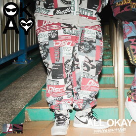 スウェットパンツ メンズ 大きいサイズ 総柄 プリント 裏起毛 ボトムス ロングパンツ ジャージ グレー ブラック 1XL 2XL 3XL ALL OKAY オールオーケー サカゼン