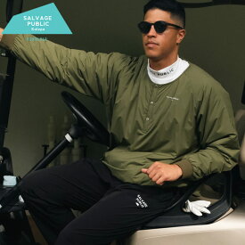 中綿ジャケット メンズ 大きいサイズ L LL GOLF ハーフボタン クルーネック メンズ 男性 トップス プルオーバー ゴルフ スポーツ 秋 冬 カーキ 【完全別注 L LL】SALVAGE PUBLIC Kolepa サルベージ パブリックコレパ
