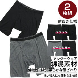 ボクサーパンツ 2枚セット 大きいサイズ メンズ ストレッチ 伸縮 前開き 肌着 下着 ロング 柔らかい 2枚組 3L 4L 5L 6L 7L 8L B＆T CLUB ビーアンドティークラブ
