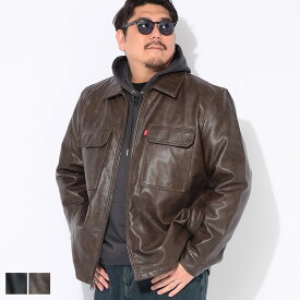 リーバイス アウター メンズ 大きいサイズ ジャケット 合成皮革 フルジップ ブルゾン 中綿 ライダース 秋 冬 Levi's 1XL 2XL ブラック ブラウン