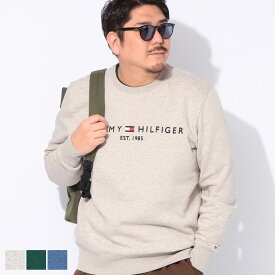 トミーヒルフィガー トレーナー 長袖 メンズ 大きいサイズ 裏起毛 ロゴプリント クルーネック トップス スウェット プルオーバー カジュアル アウトドア 着回し 秋 冬 TOMMY HILFIGER 1XL 2XL 3XL グレー グリーン ブルー