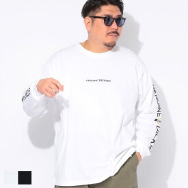 Tシャツ 長袖 メンズ 大きいサイズ アームロゴ クルーネック トップス カジュアル Tシャツ 着回し デイリーコーディネート 秋 冬 ジェニュインディッキーズ GENUINE DICKIES 3L 4L 5L 白 黒