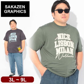 【クーポン利用で最大5000円引き】Tシャツ 半袖 メンズ 大きいサイズ アニマル刺繍×カレッジロゴプリント クルーネック カットソー トップス コットン クルー プリント 柄 春 夏 B＆T CLUB 3L-9L ダークグレー カーキ