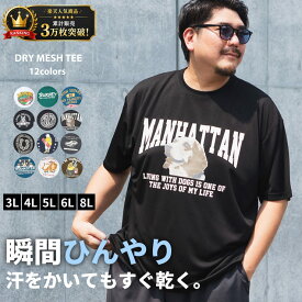 Tシャツ 半袖 メンズ 大きいサイズ 【楽天ランキング1位獲得】送料無料 3L-8L 全13色 ドライメッシュ 吸水速乾 接触冷感 プリント ロゴT バックプリント オーバーサイズ ゆったり スポーツ トップス トレーニングウェア アウトドア PIMLICO ピムリコ