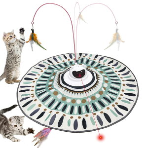 猫おもちゃ 電動 猫じゃらし ライト 3in1一体式 自動回転 遊べる 運動不足 ストレス解消 充電式 電池不要 留守番対策