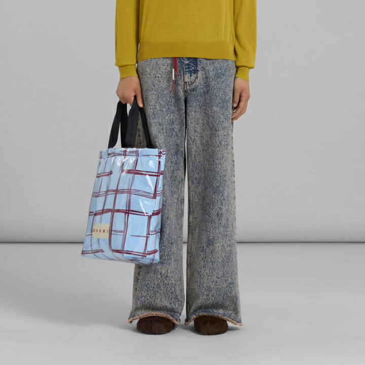 楽天市場】MARNI｜マルニ クリアラップ付き ブルー チェック トート  