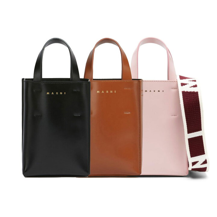 楽天市場】MARNI｜マルニ ロゴ入り ストラップ付 Museo トートバッグ  