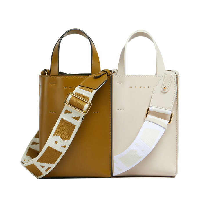 楽天市場】MARNI｜マルニ ロゴ入り ストラップ付 Museo トートバッグ 
