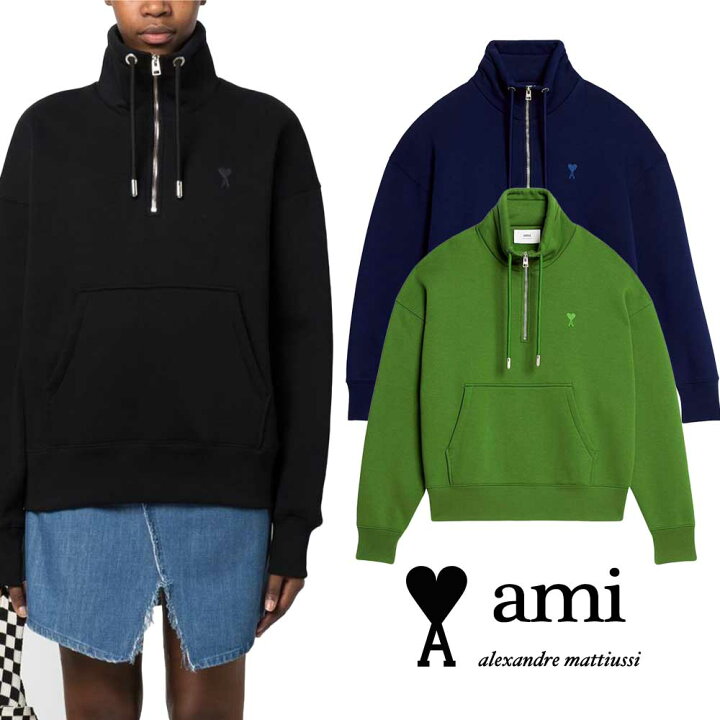 楽天市場】AMI PARIS｜アミパリ ハート ロゴ入り ハーフジップ 
