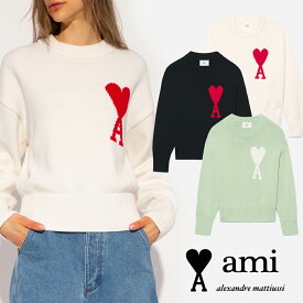 AMI PARIS｜アミパリ 男女共用 コットン＆ウールブレンド クルーネック セーター ニット UKS003.016 長袖 大人気 【送料無料】【楽天海外通販】【正規品】