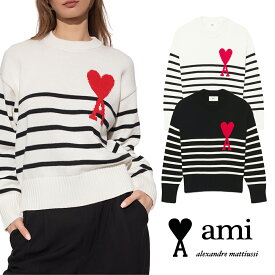 AMI PARIS｜アミパリス ストライプ コットン＆ウール セーター ユニセックス UKS004.016【送料無料】【楽天海外通販】【正規品】