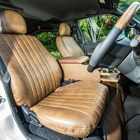 ハイエース ワイド 車中泊 内装 便利 パーツ レザーシートカバー アンティーク LEATHER SEAT COVER ANTIQUE 7型、8型 シートカバー キャンプ 釣り