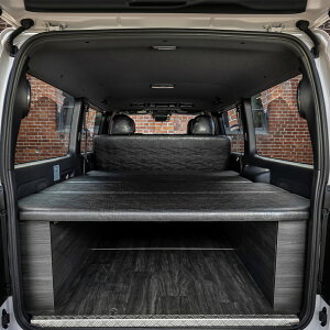 ボックスベッドキット+ベッドエクステンダー 2点セット 標準ボディ用 車中泊 ブラックレザー アンティーク ヴィンテージ 分割式 ベッド延長
