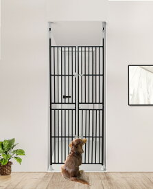 【15%OFF★SS開始24H】ペット高さ調節対応 205〜285cm ドア ケージ 取付幅85〜91cm 留守番 保護 ネコ 脱走防止 柵 フェンス 脱走防止 猫用 多頭飼い 多頭 スチール ペットケージ 新生活
