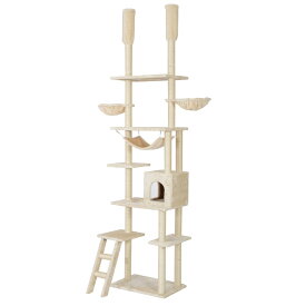 【20%OFF★マラソン開始4H】キャットタワー 据え置き ハンモック 麻紐 全高145cm