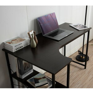 【最大2000円OFF!マラソン限定!】パソコンデスク L字 120cm 2段ラック付 デスク木製 ミシン台 書斎机 勉強机 ブラウン