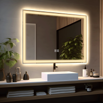 【美品】LED壁掛け鏡 70×90cm ミルオ君の鏡工房 ledミラー 70x90cm 洗面所鏡 壁掛け 浴室鏡