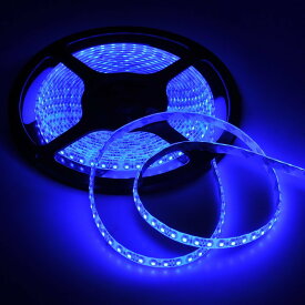 ●短色　LEDテープライト● 24V 高輝度 5M 300連 防水IP65 切断可能 白ベース/LED 強力粘着両面テープ 正面発光 SMD 5050 (ブルー) BLUE