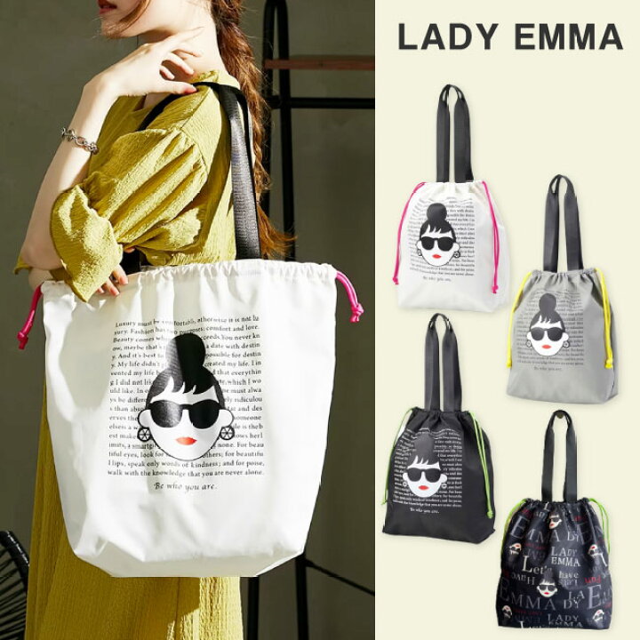 楽天市場】【NEW】LADYEMMA 巾着トートバッグ LADY EMMA 巾着バッグ 