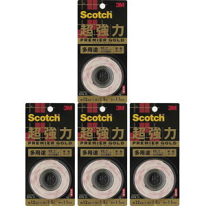 スリーエムジャパン(3M) - スコッチ 超強力両面テープ プレミアゴールド 多用途(12mm×1.5m) - KPG-12 4個セット