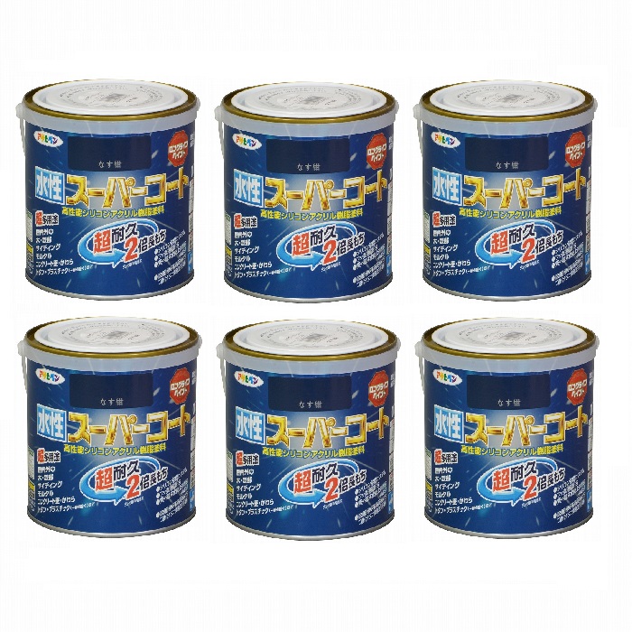 アサヒペン 水性スーパーコート ０．７Ｌ なす紺 6缶セット：buckteeth shop