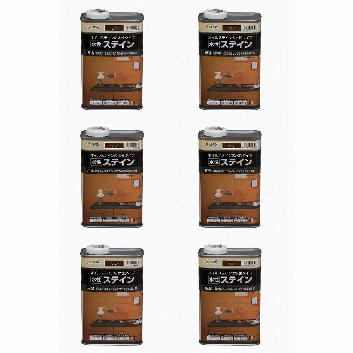 激安販壳ショップ アサヒペン 水性ステイン １Ｌ チーク 6缶セット