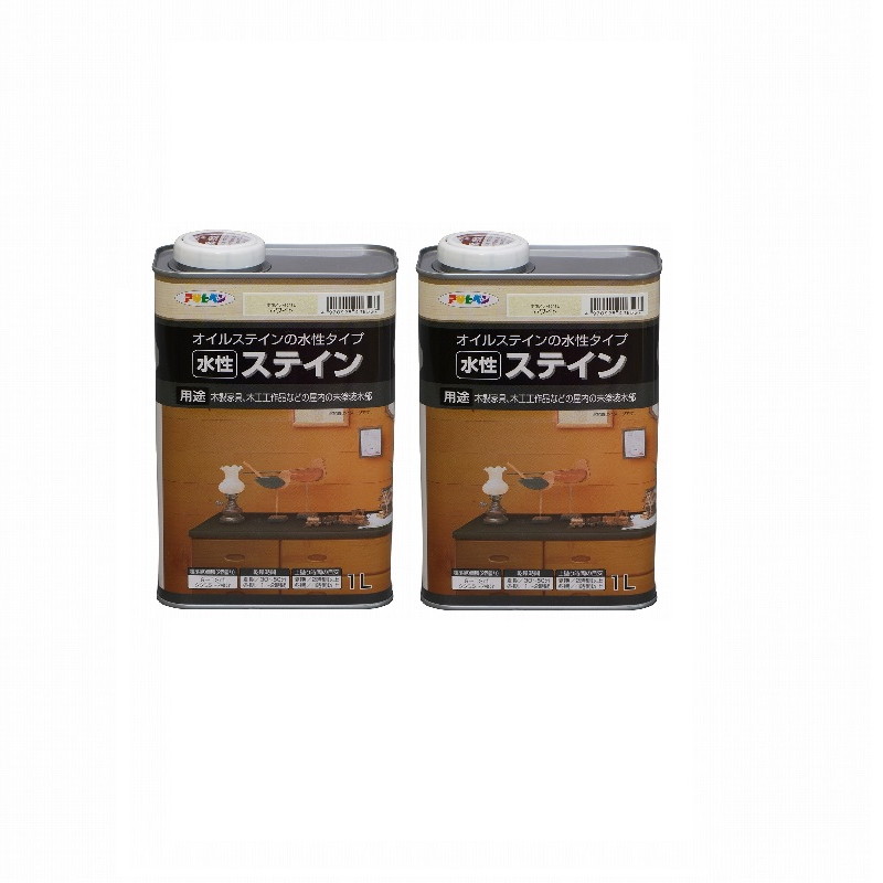 アサヒペン 水性ステイン １Ｌ ホワイト 2缶セット