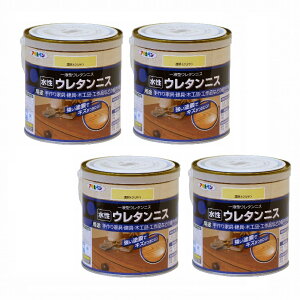 アサヒペン 水性ウレタンニス 0.7L 透明(クリヤ) 4缶セット