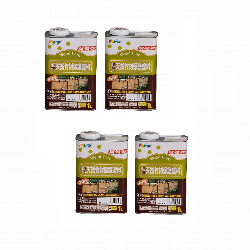 アサヒペン 油性天然竹材保護塗料 １Ｌ 透明（クリヤ） 4缶セット：buckteeth shop