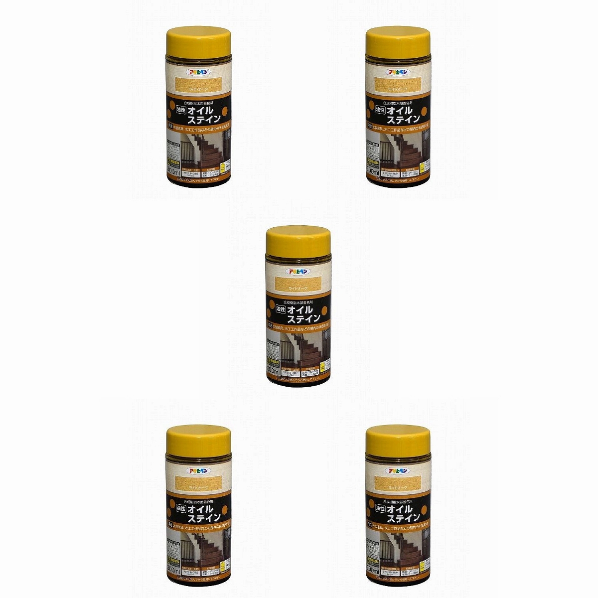 アサヒペン オイルステイン ３００ＭＬ ライトオーク 5缶セット - 塗装用品