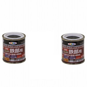 アサヒペン 油性高耐久鉄部用 1/12L ツヤ消し黒【サビの上からそのまま塗れる】 2缶セット