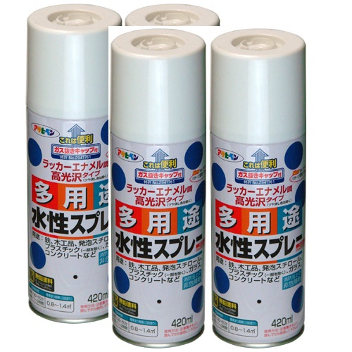 アサヒペン 水性多用途スプレー ４２０ＭＬ カントリークリーム 4缶